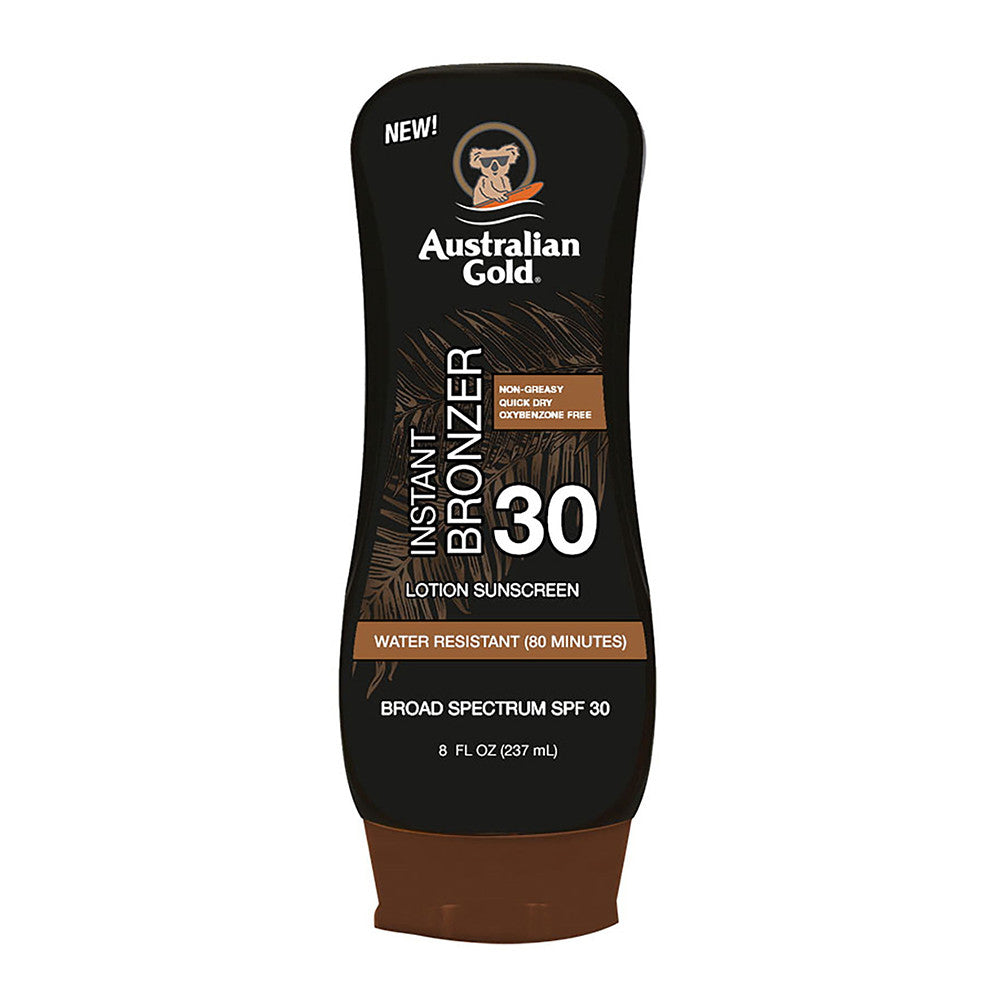 Australian Gold SPF 30 Lotion Sunscreen with Instant Bronzer, 8 Oz